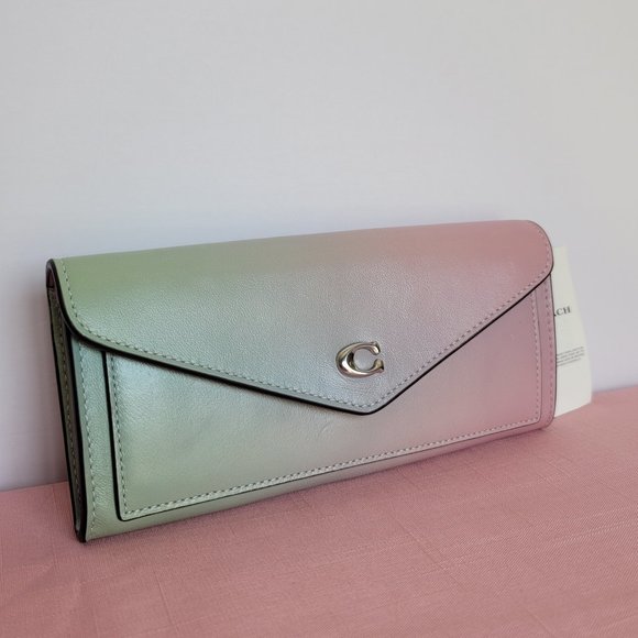 COACH Wyn Envelope Ombre Soft Smooth Leather Wallet- Pale Pistachio Multi ⭐ - Picture 3 of 16